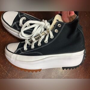 Converse Chuck Taylor platform chunky hi tops woman 7 rubber sole. Black fabric